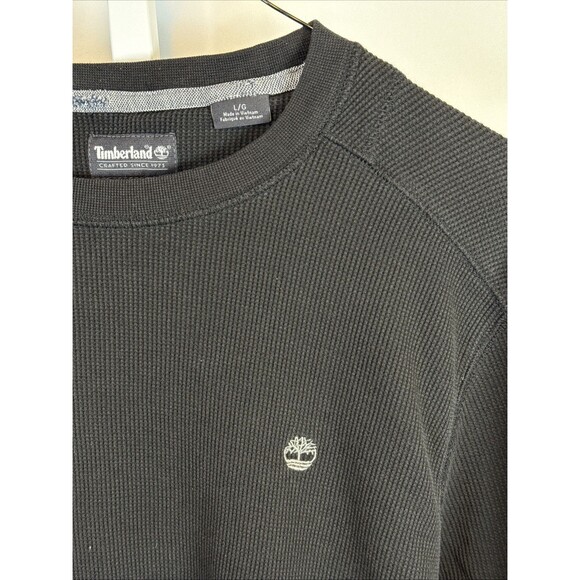 Timberland Mens Long Sleeve Waffle Knit Shirt Size L Dark Gray Thermal Layers - Picture 2 of 5